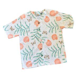 Vintage Coral Bay Butterfly & Shell Novelty Print Tee L